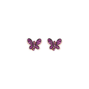 Rosè Butterfly Earrings with Ruby Zircons