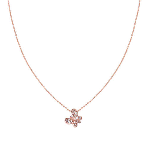 Rosè Butterfly Necklace with Brown Zircons