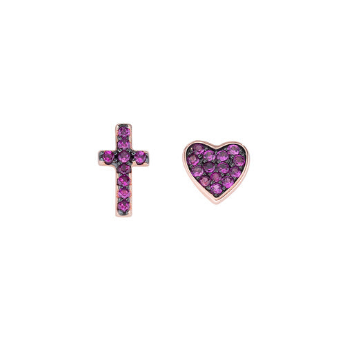 Rosã¨ Earrings Cross And Zirconed Heart
