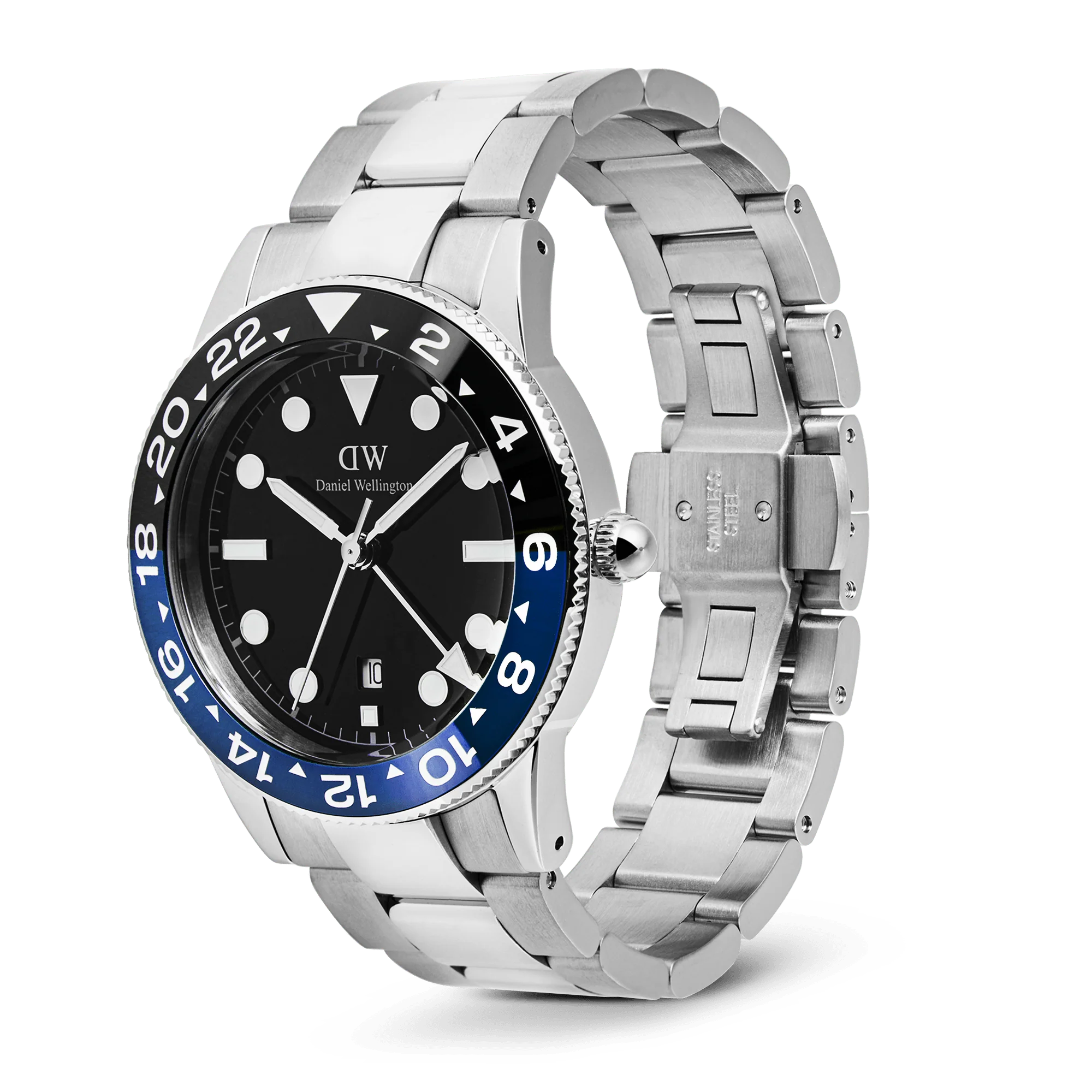 Iconic Gmt Link Black Blue Ceramic Bezel Silver