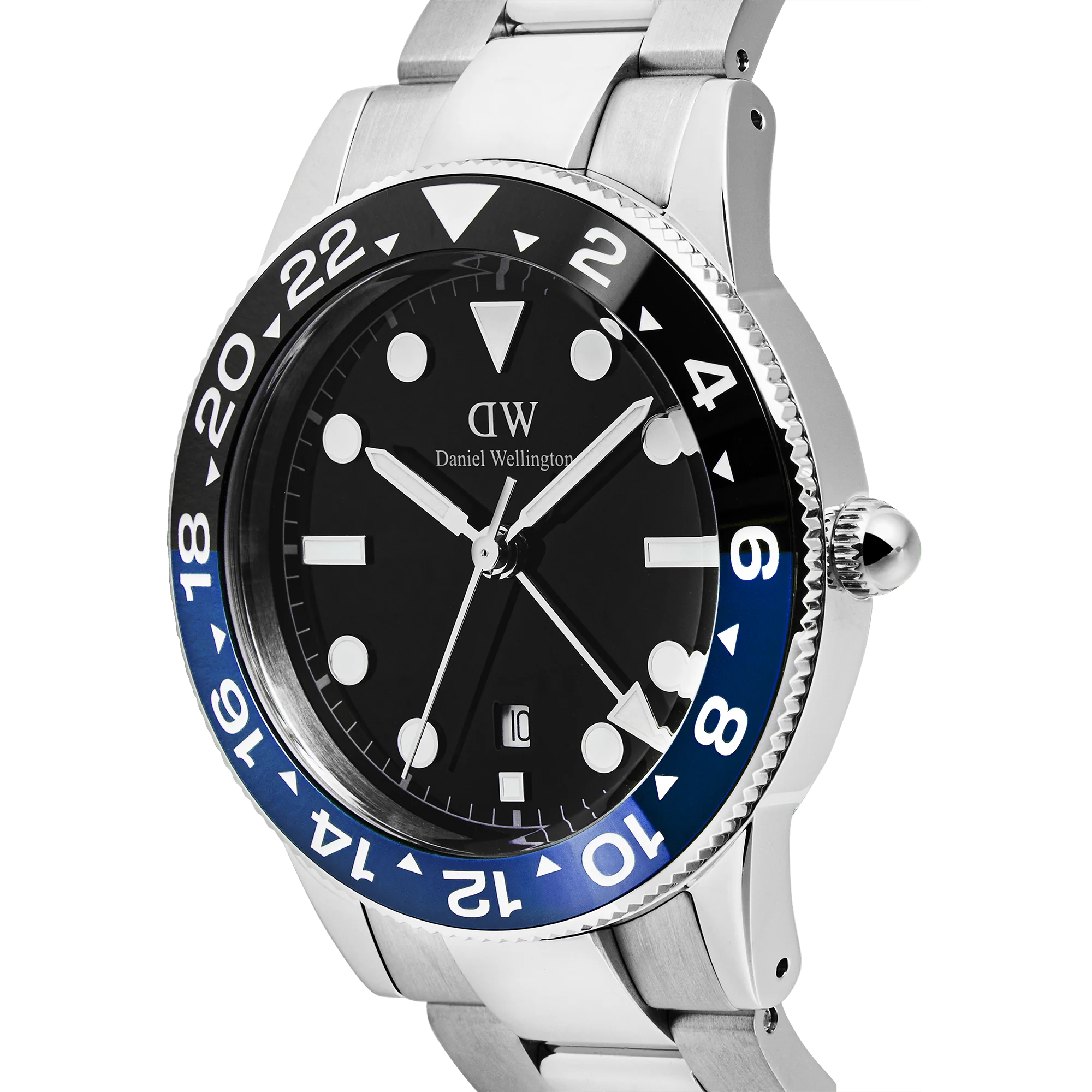 Iconic Gmt Link Black Blue Ceramic Bezel Silver