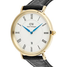 Load image into Gallery viewer, Classic Roman Numerals Date Black Croc Belly Gold
